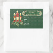 Vrolijk Kerstmis Versierde Boom Star Gouden Swirl Rechthoekige Sticker (Tas)