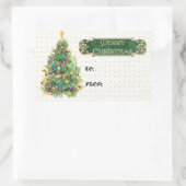 Vrolijk Kerstmis Versierde Boom Star Gouden Swirl Rechthoekige Sticker (Tas)