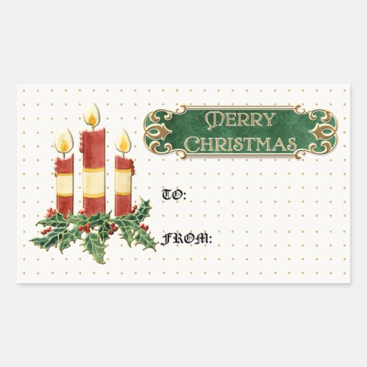 Vrolijk Kerstmis Versierde Boom Star Gouden Swirl Rechthoekige Sticker (Voorkant)