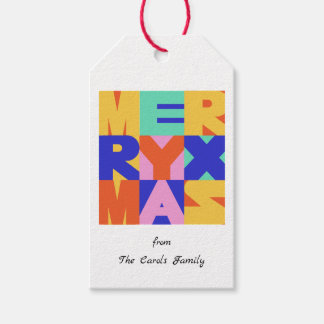 VROLIJK KERSTMIS VET TYPOGRAFIE CADEAULABEL