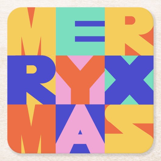 VROLIJK KERSTMIS VET TYPOGRAFIE KARTONNEN ONDERZETTERS (Voorkant)