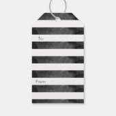 Vrolijk Kerstmis Vet Zwart & Wit Streep & Sterren Cadeaulabel (Achterkant)