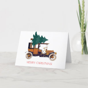 Vrolijk Kerstmis Vintage Auto Blank Feestdagen Kaart