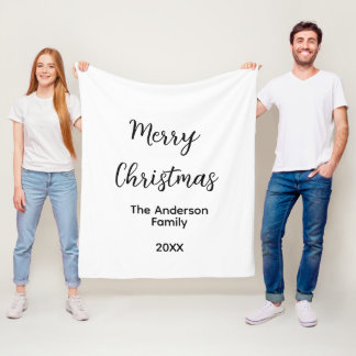 Vrolijk Kerstmis voeg familienaam toe jaar tekst a Fleece Deken