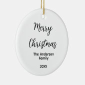 Vrolijk Kerstmis voeg familienaam toe jaar tekst a Keramisch Ornament (Rechts)