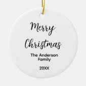 Vrolijk Kerstmis voeg familienaam toe jaar tekst a Keramisch Ornament (Voorkant)