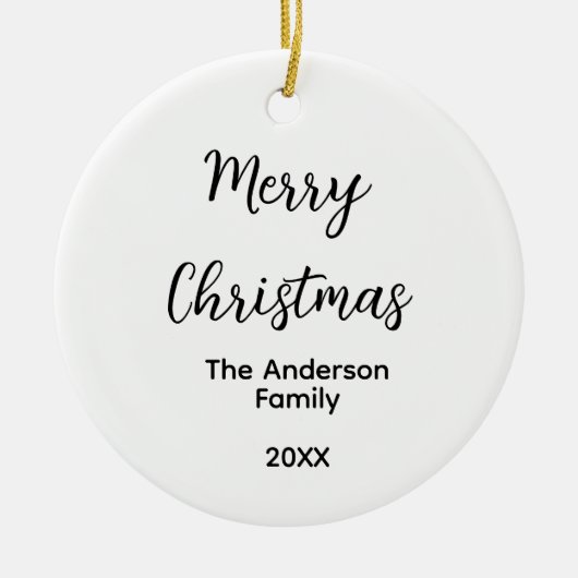 Vrolijk Kerstmis voeg familienaam toe jaar tekst a Keramisch Ornament (Voorkant)