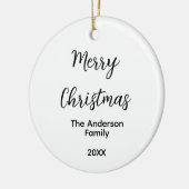 Vrolijk Kerstmis voeg familienaam toe jaar tekst a Keramisch Ornament (Links)