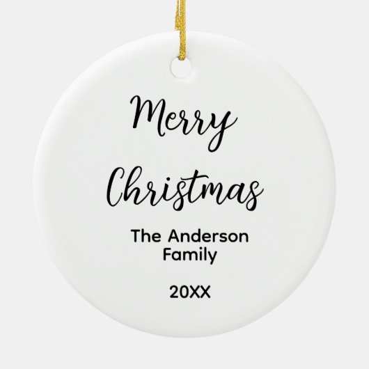Vrolijk Kerstmis voeg familienaam toe jaar tekst a Keramisch Ornament (Achterkant)