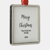 Vrolijk Kerstmis voeg familienaam toe jaar tekst a Metalen Ornament (Rechts)