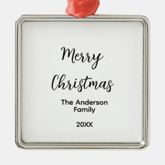 Vrolijk Kerstmis voeg familienaam toe jaar tekst a Metalen Ornament