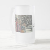 Vrolijk Kerstmis Voeg Foto Tekst Vakantie Aangepas Matglas Bierpul (Voorkant links)