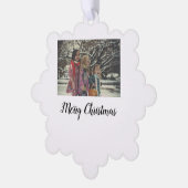 Vrolijk Kerstmis Voeg Foto Tekst Vakantie Aangepas Ornament Kaart (Links)