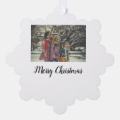 Vrolijk Kerstmis Voeg Foto Tekst Vakantie Aangepas Ornament Kaart (Voorkant)