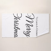 Vrolijk Kerstmis voeg naam tekst aangepaste famili Badhanddoek (Badhanddoek)