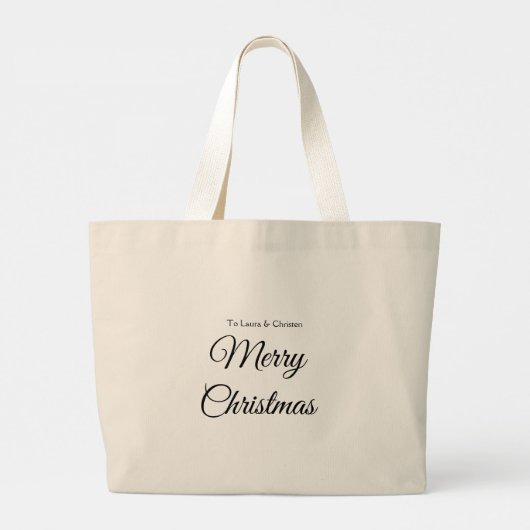 Vrolijk Kerstmis voeg naam tekst aangepaste famili Grote Tote Bag (Achterkant)