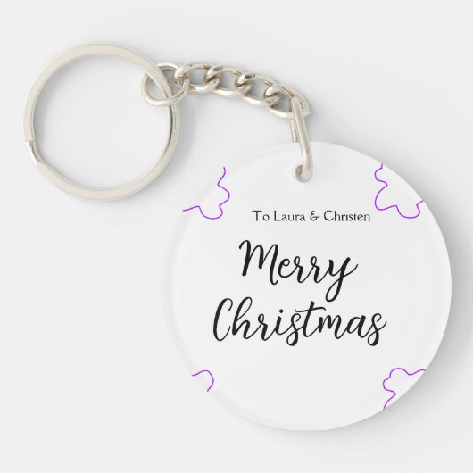 Vrolijk Kerstmis voeg naam tekst aangepaste famili Sleutelhanger (Voorkant)