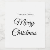 Vrolijk Kerstmis voeg naam tekst aangepaste famili Wijn Etiket (Enkel label)