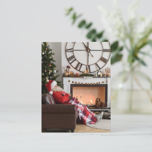 Vrolijk Kerstmis Warm en Gezellig Kerstman Geperso Briefkaart (Staand voorkant)