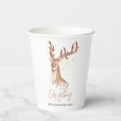 Vrolijk Kerstmis Waterverf Bruin Herten Elegant Ch Papieren Bekers (Achterkant)