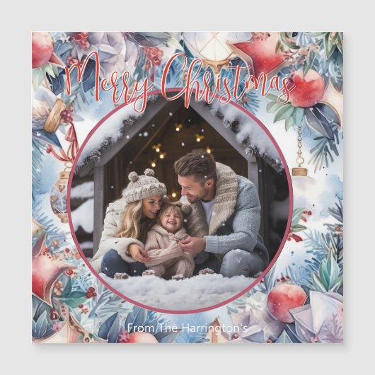 Vrolijk Kerstmis Waterverf Decoratieve Foto (Voorkant)