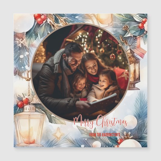 Vrolijk Kerstmis Waterverf Decoratieve Foto (Voorkant)