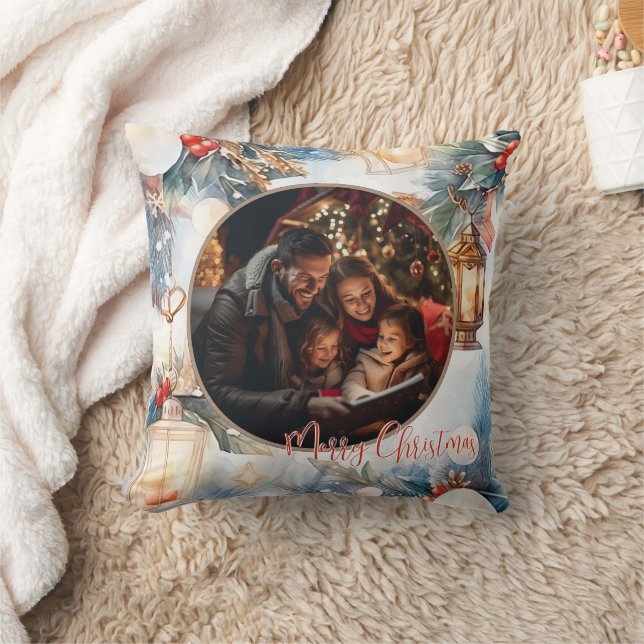 Vrolijk Kerstmis Waterverf Decoratieve Foto Kussen (Deken)