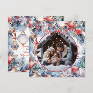 Vrolijk Kerstmis Waterverf Decoratieve Foto Notitiekaartje