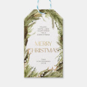 Vrolijk Kerstmis Waterverf Kerstkrans Cadeaulabel (Voorkant)