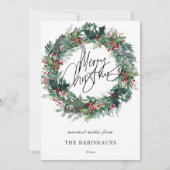 Vrolijk Kerstmis Waterverf Kerstkrans Feestdagenkaart (Voorkant)