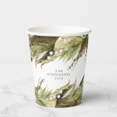 Vrolijk Kerstmis Waterverf Kerstkrans Papieren Bekers (Achterkant)