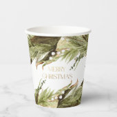 Vrolijk Kerstmis Waterverf Kerstkrans Papieren Bekers (Voorkant)