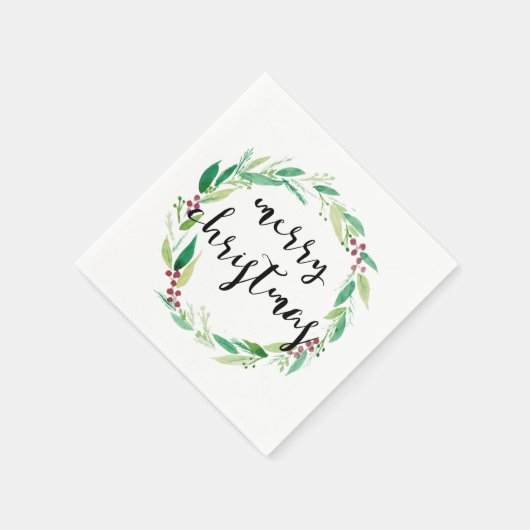 Vrolijk Kerstmis Waterverf krans Elegant Chic Servet (Hoek)