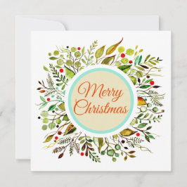 Vrolijk Kerstmis Waterverf Krans Levendig 2.0 Feestdagenkaart