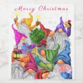 Vrolijk Kerstmis Wijn Label Gnome Party Grappig Etiket (Enkel label)