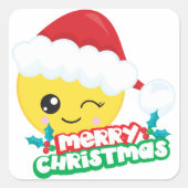 Vrolijk Kerstmis Winking Emoji Stickers (Voorkant)