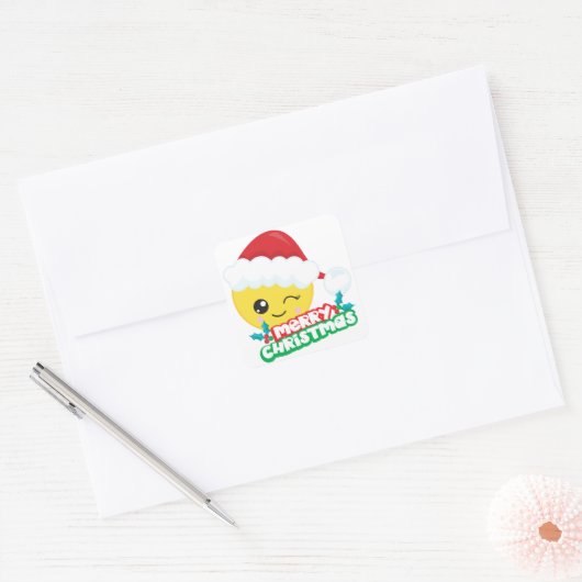 Vrolijk Kerstmis Winking Emoji Stickers (Envelop)