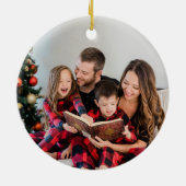 Vrolijk Kerstmis winter bessen dennen krans foto Keramisch Ornament (Achterkant)