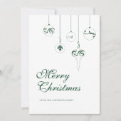 Vrolijk Kerstmis Winter Groen Monogram Bauble Feestdagenkaart (Voorkant)