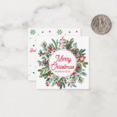 Vrolijk Kerstmis Winter Groen Rood Script Vakantie Notitiekaartje (Voorkant / Achterkant in situ)