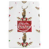 Vrolijk Kerstmis Winter Idyll Patroon Gepersonalis Medium Cadeauzakje (Voorkant)