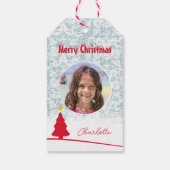 Vrolijk Kerstmis Winter Illustratie Foto Cadeaulabel (Achterkant)