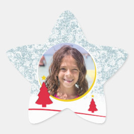 Vrolijk Kerstmis Winter Illustratie Foto Ster Sticker