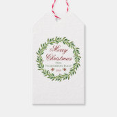 Vrolijk Kerstmis Winter Krans Familie Cadeaulabel (Voorkant)