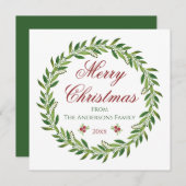 Vrolijk Kerstmis Winter Krans Familie Kaart (Voorkant / Achterkant)