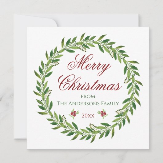 Vrolijk Kerstmis Winter Krans Familie Kaart (Voorkant)