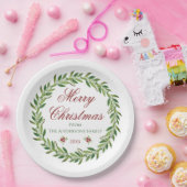 Vrolijk Kerstmis Winter Krans Familie Papieren Bordje (Feest)