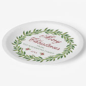 Vrolijk Kerstmis Winter Krans Familie Papieren Bordje (Gekanteld)