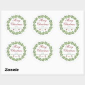 Vrolijk Kerstmis Winter Krans Familie Ronde Sticker (Vel)