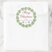 Vrolijk Kerstmis Winter Krans Familie Ronde Sticker (Tas)